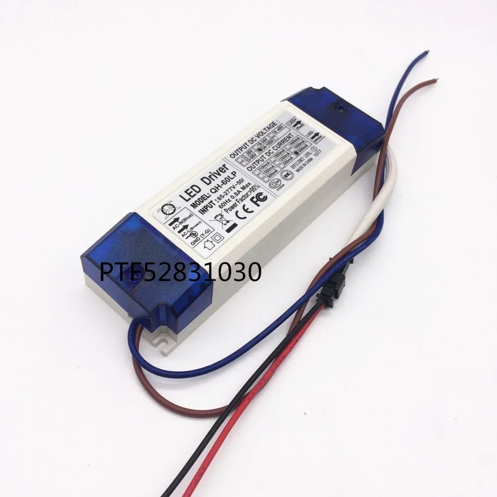 

2pcs 40W 50W 60W LED Driver 18-30x3W 600mA DC54-105V High Power LED Powr Supply For Floodlight