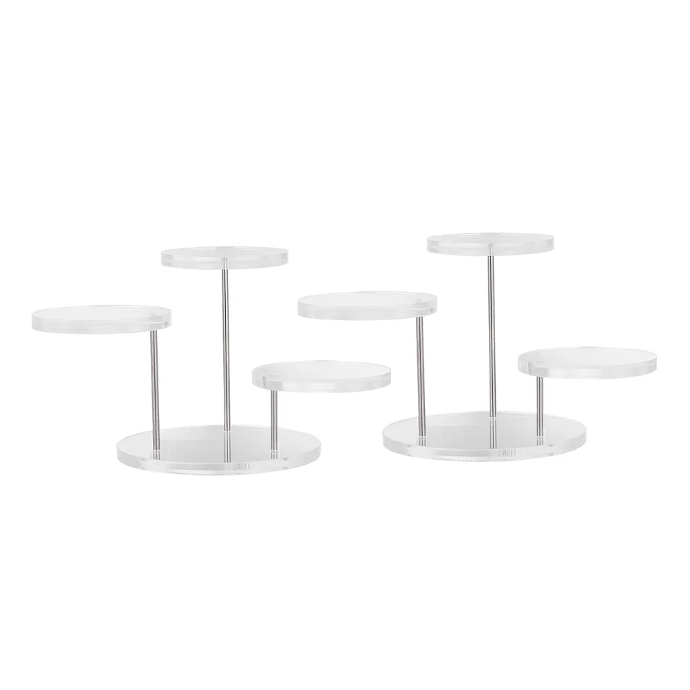 

2 set Round 3 Tier Acrylic Ring Display Stand Clear Multi-Layer Jewelry Holder Tower For Store Counter Retail Display Riser