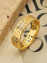 1 Piece Hot Selling Men Inlaid Zircon Classic Gold Color Rings For Women Rings Gift Jewelry