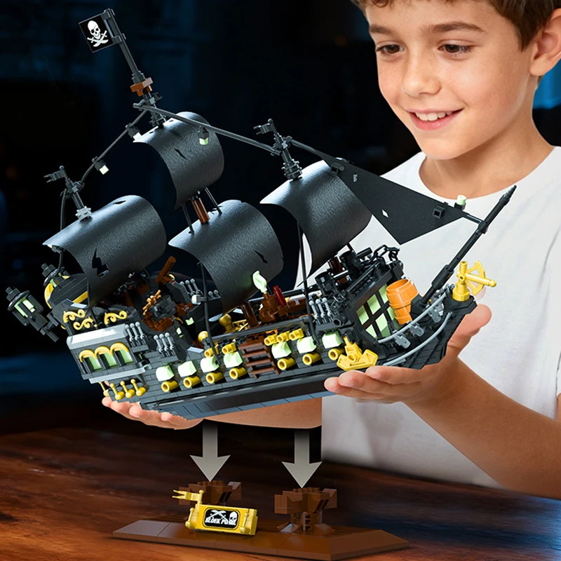 ﻿ 1576 pçs navio pirata blocos de construção conjuntos presente navios modular barco pirata tijolo montagem modelo kit criativo diy brinquedo adultos presente