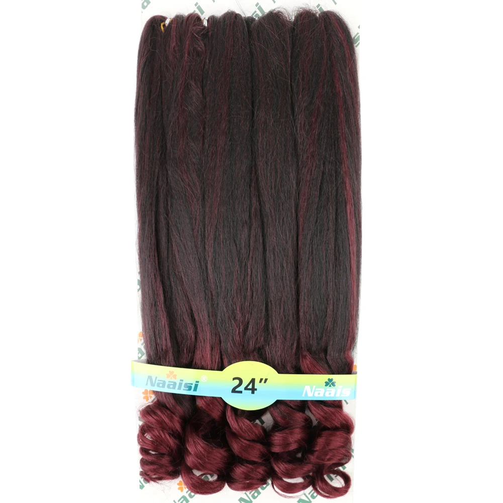 24Inch 5 In One Fine PackPre Stretched French Curly Synthetic Braiding Hair Crochet Braids  Easy Braiding Crochet Hair