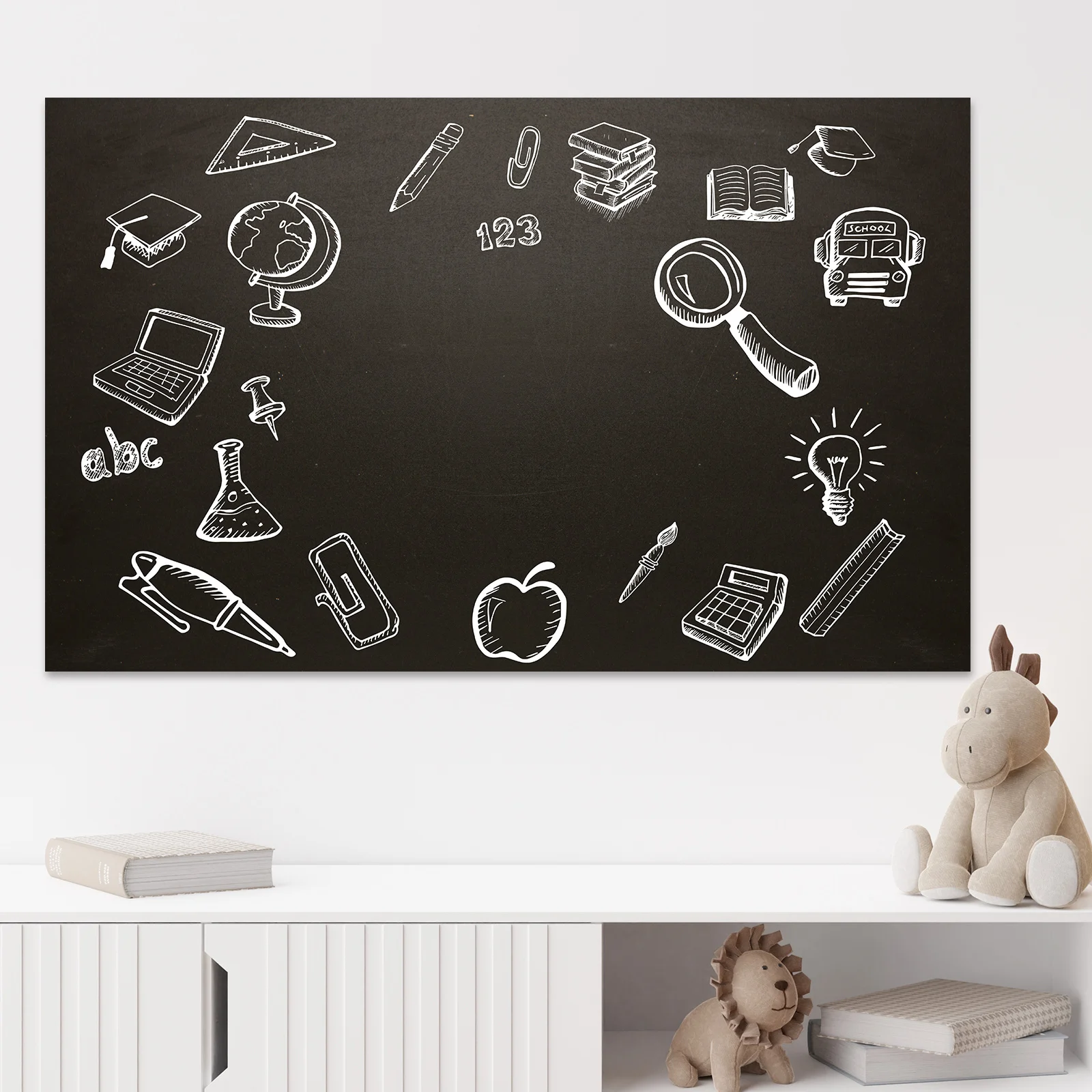 

1 set 45x100cm Black White Dry Erase Wall Stickers Reusable Child Doodle Board Home Office Teaching Aids Portable