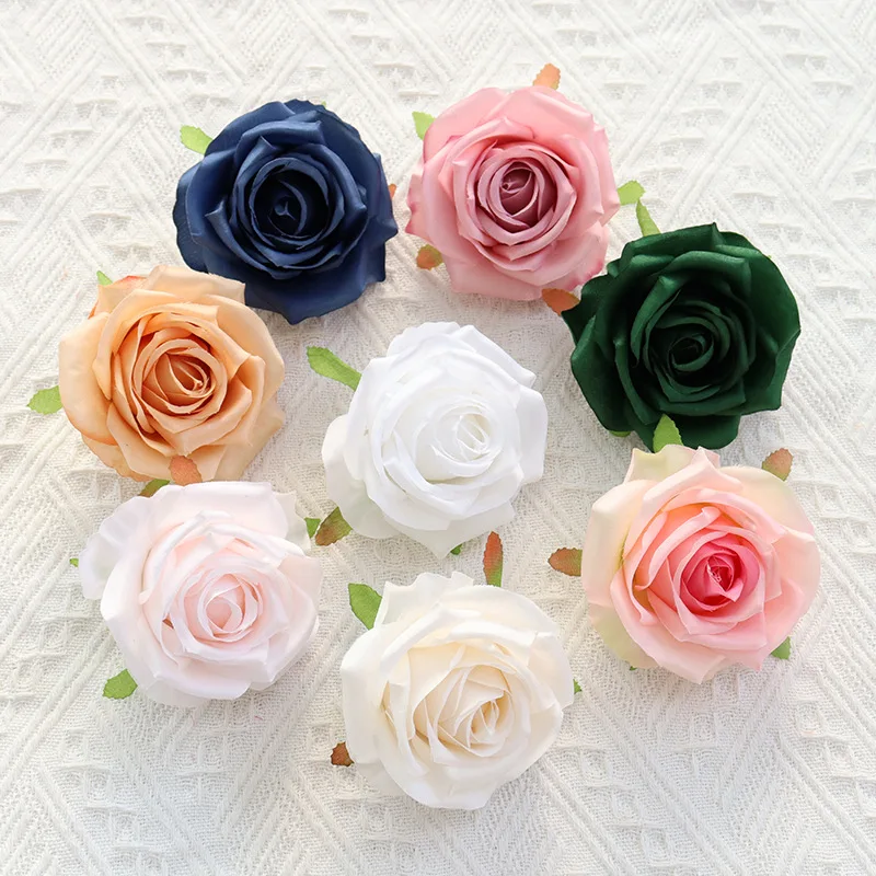 Großhandel Rosenblütenkopf 9 cm großer simulierter Corolla Rosenkopf für Fotografie Blumenarrangement Wandkranz Dekor gefälschte Blumen – Detail 6