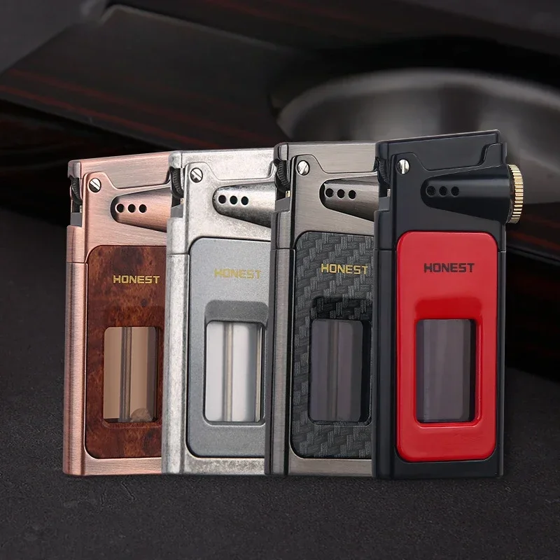 New Baicheng Longjiao Kerosene Lighter Transparent Large-capacity Oil Tank Vintage Retro One-button Ignition Wood Grain Lighter