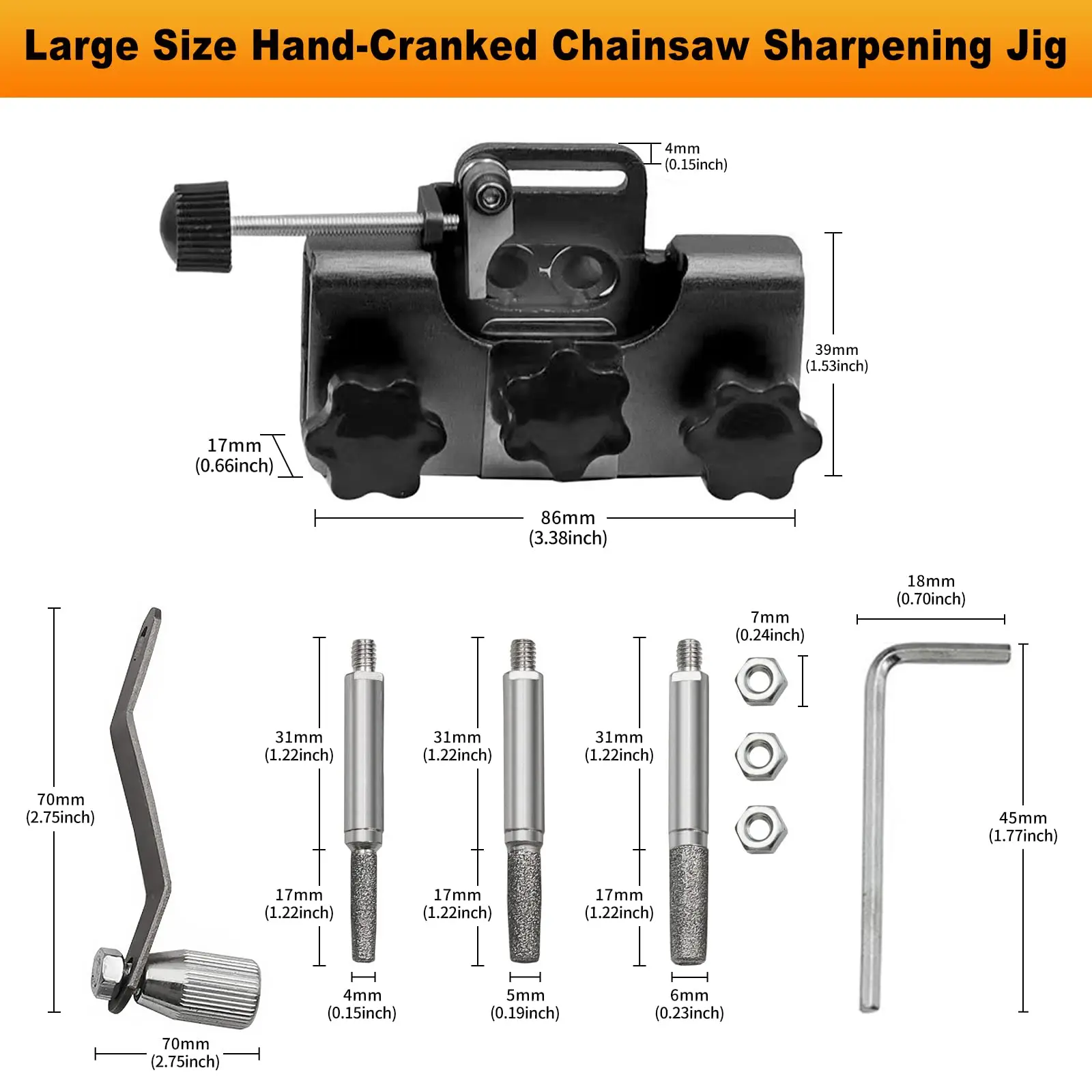 Chainsaw Chain Sharpening Jig, Portable Manual Sharpener for Sharpen with The Hand Crank, Suitable All Kinds of Saws and Electri