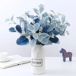 Artificial 3 Frok Eucalyptus Leaf Apple Leaf Wedding Home Green Plant Decoration Flower Arrangement Artificial Silk Flower