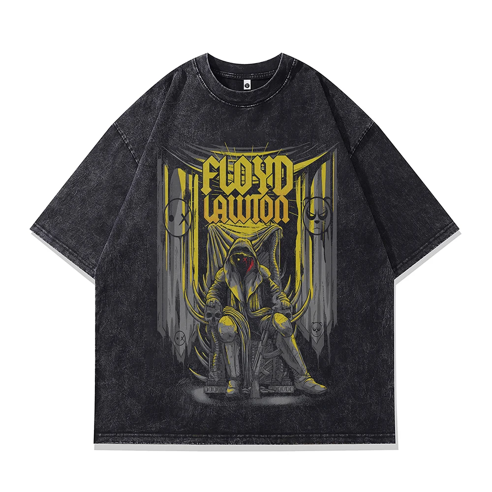 

Men‘s Gothic Anime Graphic T Shirt Evil Skulls Print Y2k Oversized T-shirt Short Sleeve Tee Harajuku Vintage Washed Cotton Tops