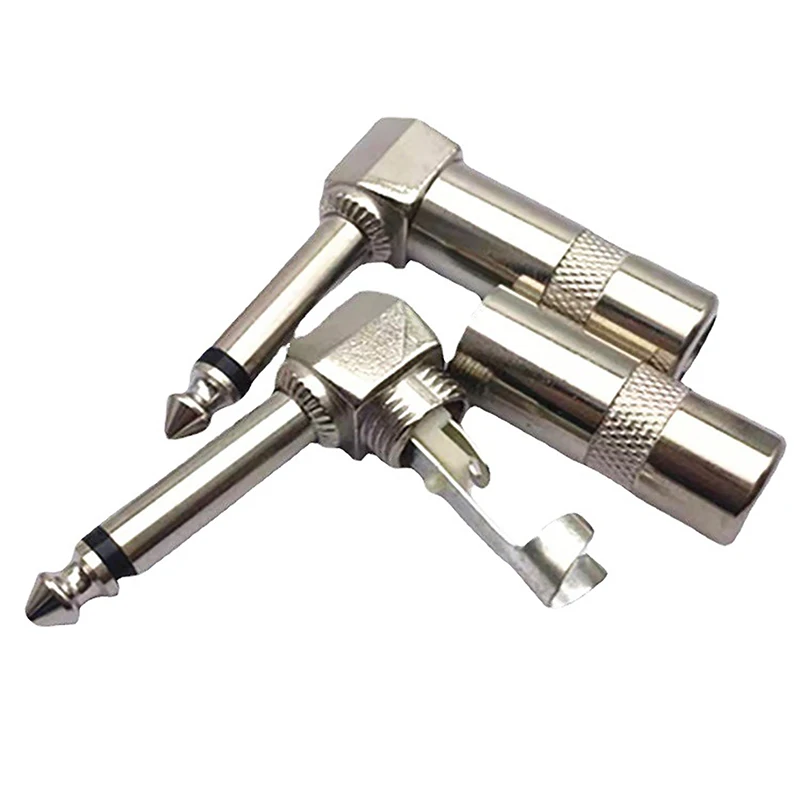 Single Track Pedal Microphone MIC Connector Right Angle 6.35MM Stereo Male Plug Guitar Wire Connector 1/4 Inch