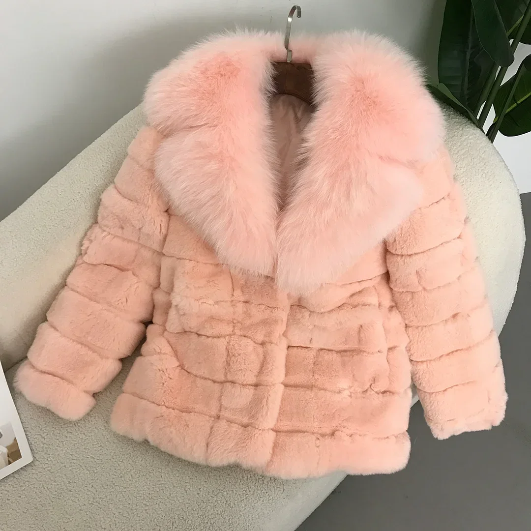 

FURYOURSELF 2024 New Fashion Real Fox Fur Collar Coat Winter Jacket Women Natural Rex Rabbit Fur Outerwear Streetwear Thick Warm