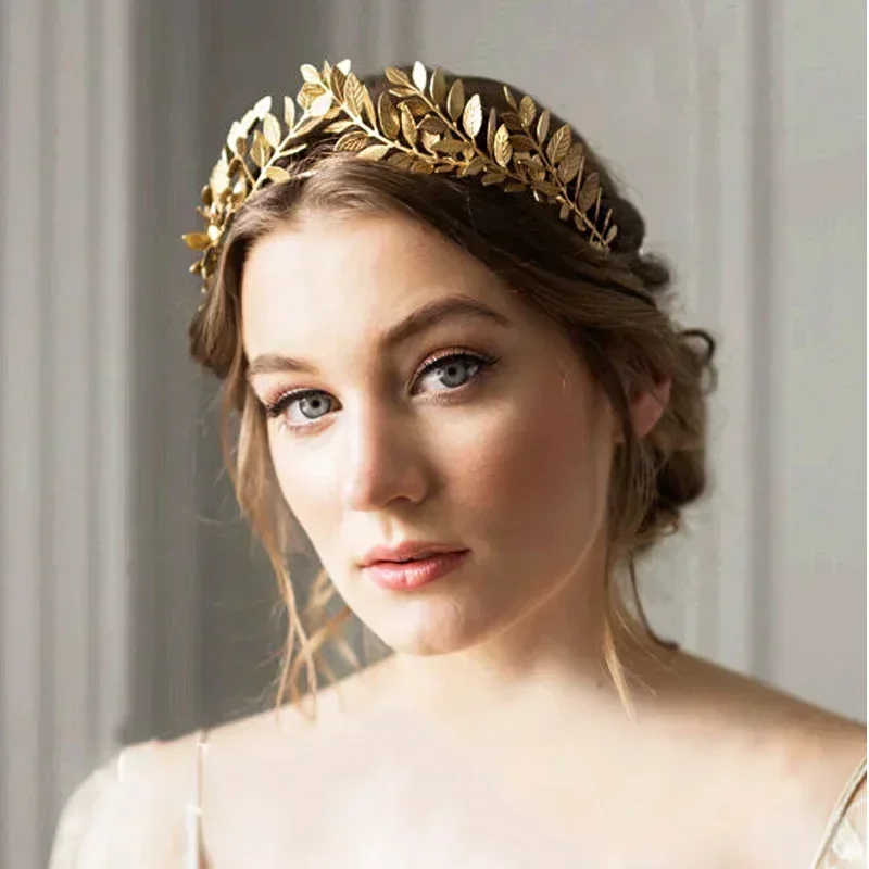 Headdress Metal Greco-Roman Gold Leaf Headband Bridal Wedding Hair Accessories Ladies Crown Crown Headpiece