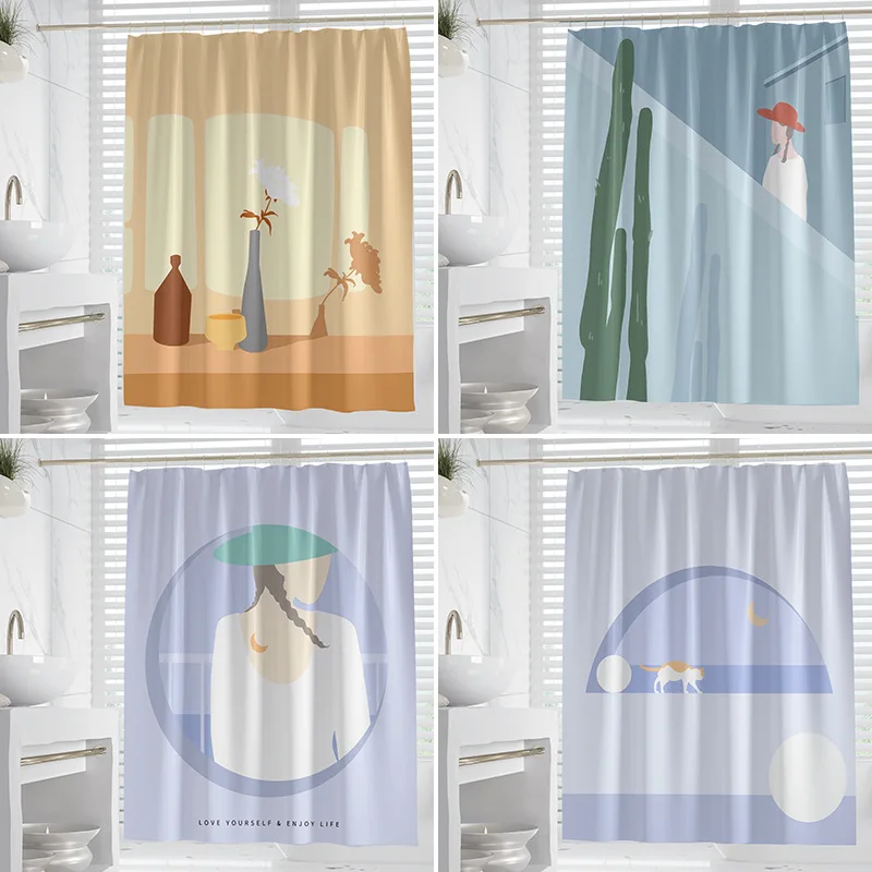 

Фигурки Моранди, моющаяся грязеотталкивающая занавеска для душа, насадка для душа, водонепроницаемая полиэстеровая занавеска для ванны для домашнего декора, аксессуары