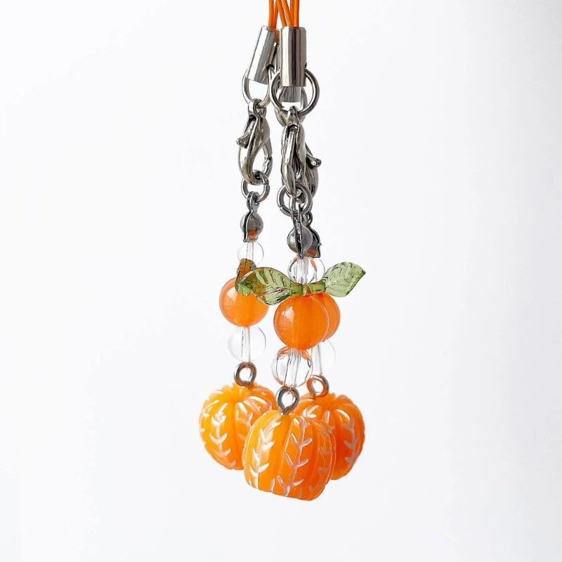 Sweet Tomato Orange Charm Phone Hanging Chain Acrylic Alloy Keychain Accessory 37JB