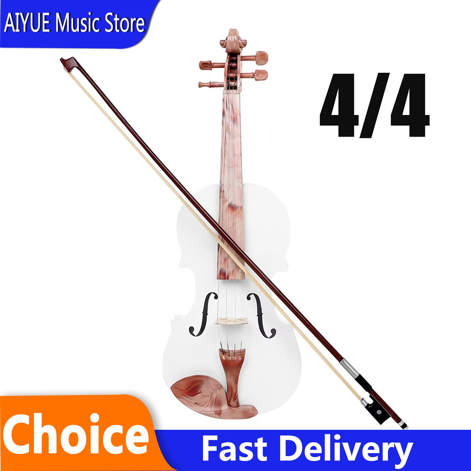 4/4 Violin Solid Wood White Marble Pattern Violin Hand Carving Suitable For Performance Beginners Violin Instrument With Part