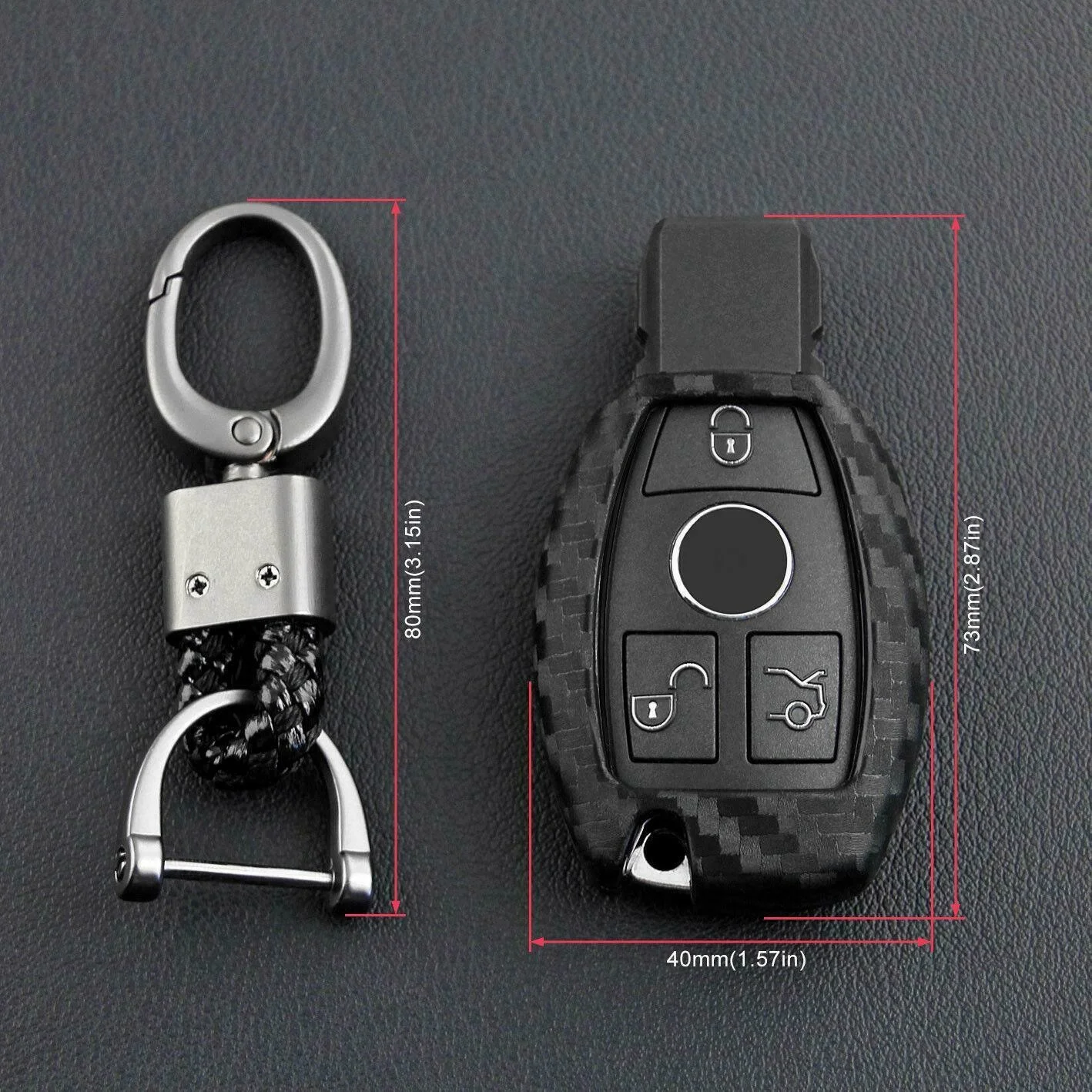 Carbon Fiber Silicone Remote Car Key Fob Cover Case Shell Holder Chain For Mercedes Benz W211 W212 W245 W203 W204 W205 W221 W222