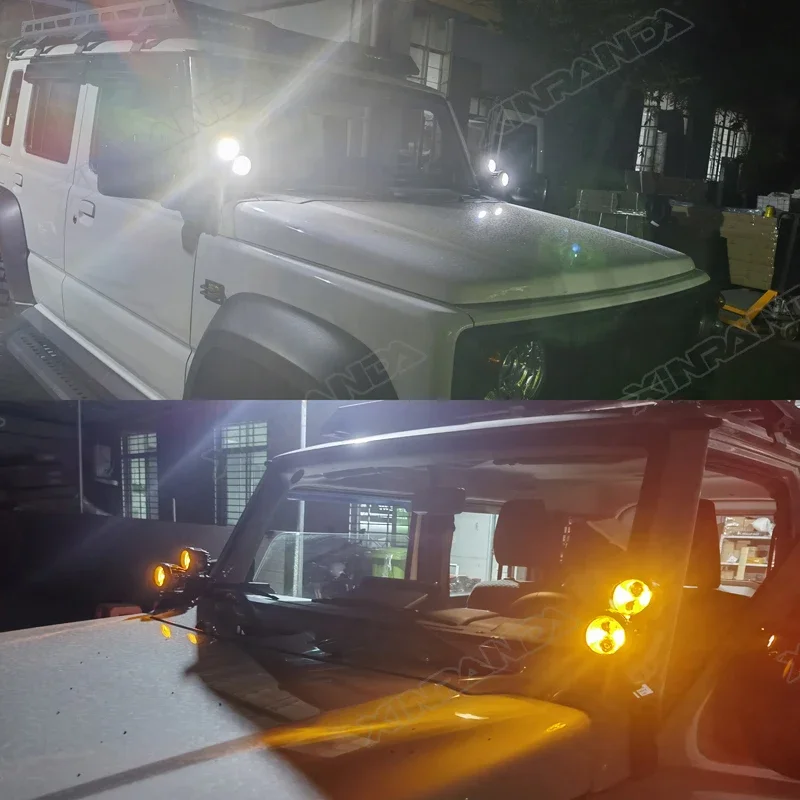 Aluminum A-Pillar Light Bracket Kit, 4 LED Lights Double Brackets for Suzuki Jimny JB64 JB74 2018-2021 3-Door 5-Door, Off-Road view 4