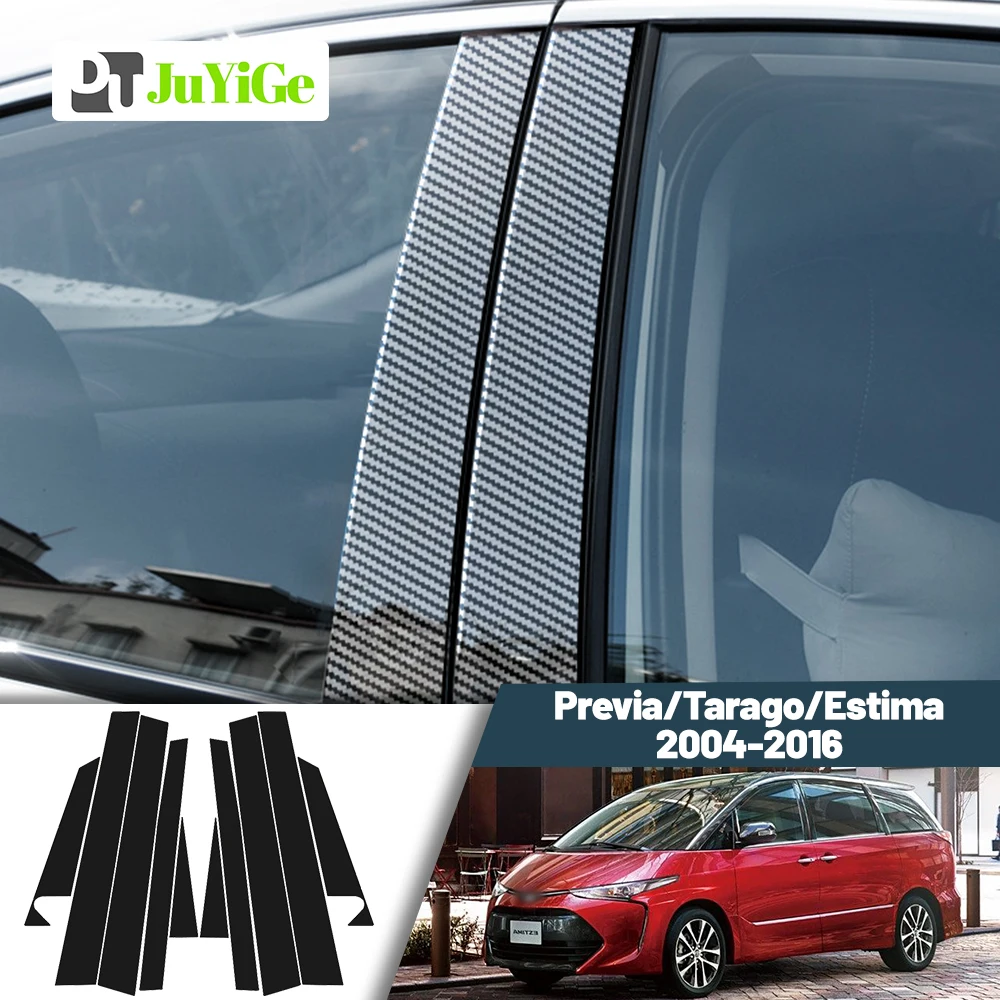 

Glossy Black Carbon Fiber Window Door Deal B C Pillar Post Cover Sticker For Toyota Previa Tarago Estima 2004-2016 2005