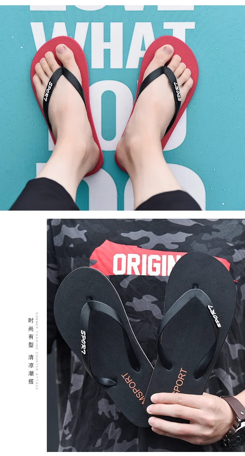 Herren Schwarze Klassische Flip-Flops Rutschfeste Strandsandalen Damen Schnelltrocknende Lässige Flache Bequeme Sommer-Zehenstegsandalen für Drinnen und Draußen – Detail 5