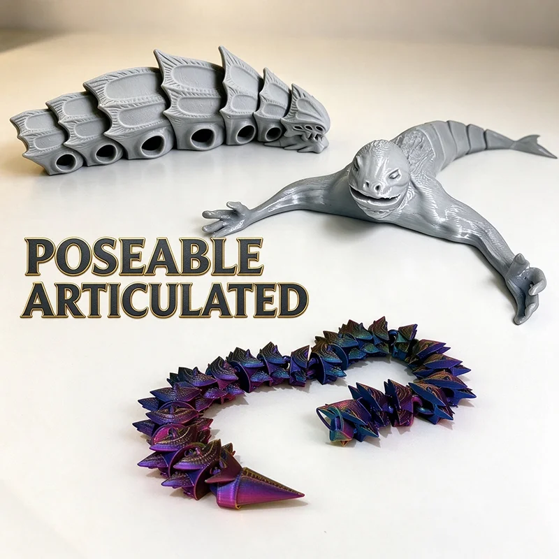 Articulated Tentacle Sea Monster Figurine 3D Printed Poseable Deep Sea Creature Toy Desktop Office Shelf Decor Gift
