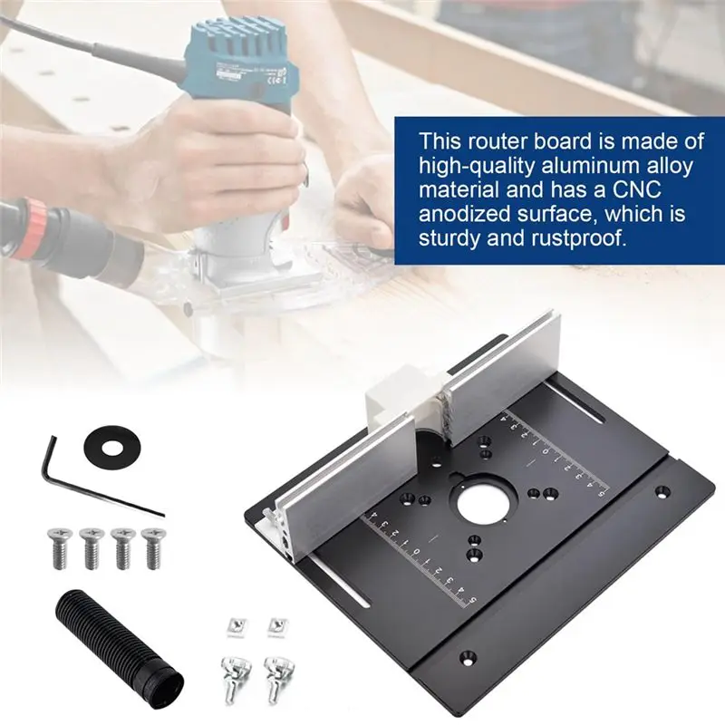 DT15 1Set Milling Table Insert Plate Aluminium Milling Table for Router with Holder Chamfer Torque Woodworking Engraving Tools