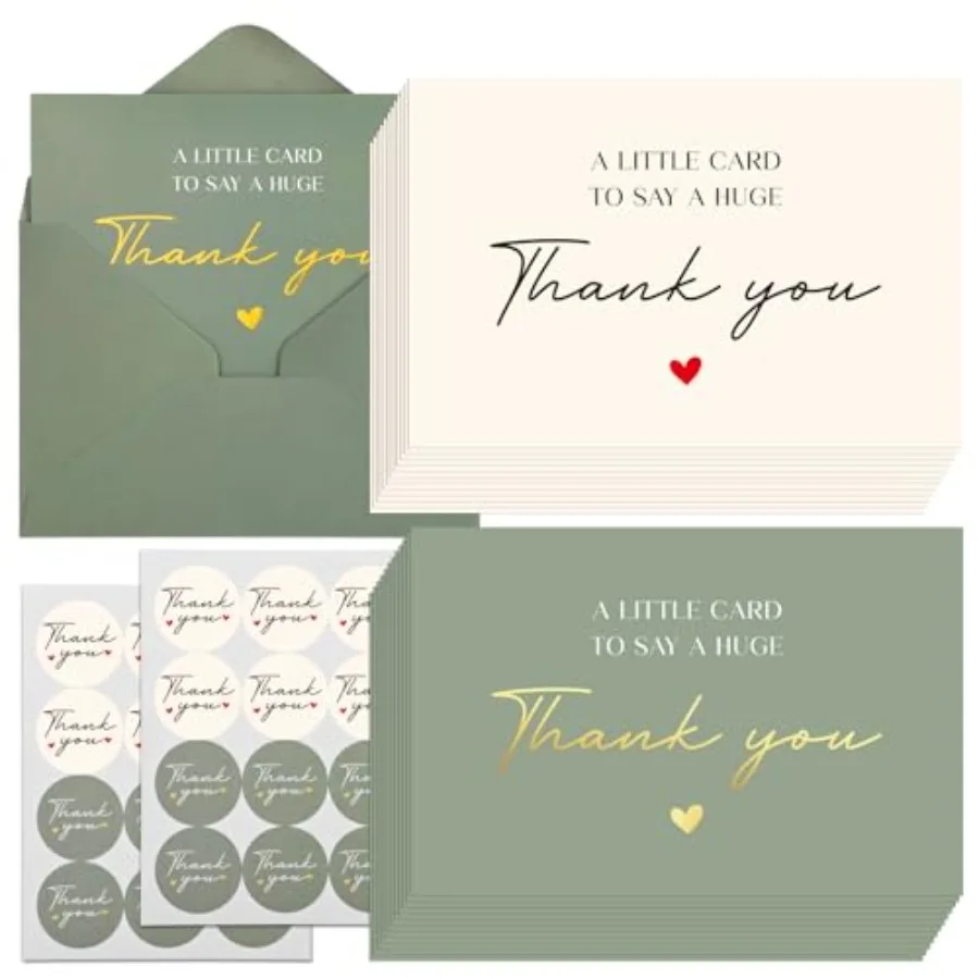 

36 Pack Thank You Cards, 4x6 Inch Teacher Appreciation Cards Thank You Card with Envelopes and Stickers, Blank Note Card for Gr