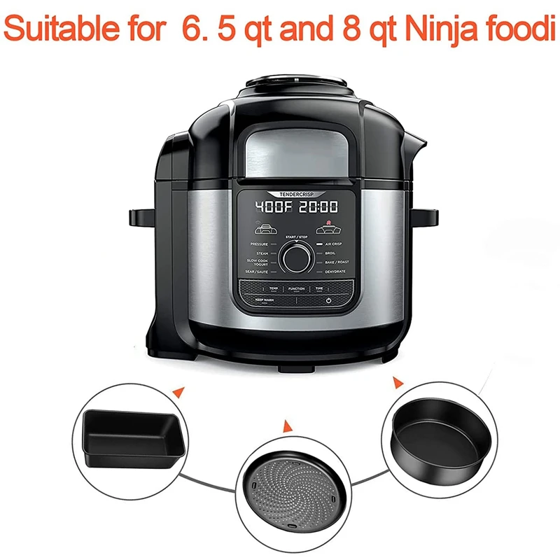 Baking Set For Ninja Foodi 6.5,8Qt,Accessories Pot,Nonstick Bakeware Set With Multi-Purpose Pan,Crisper Pan & Loaf Pan