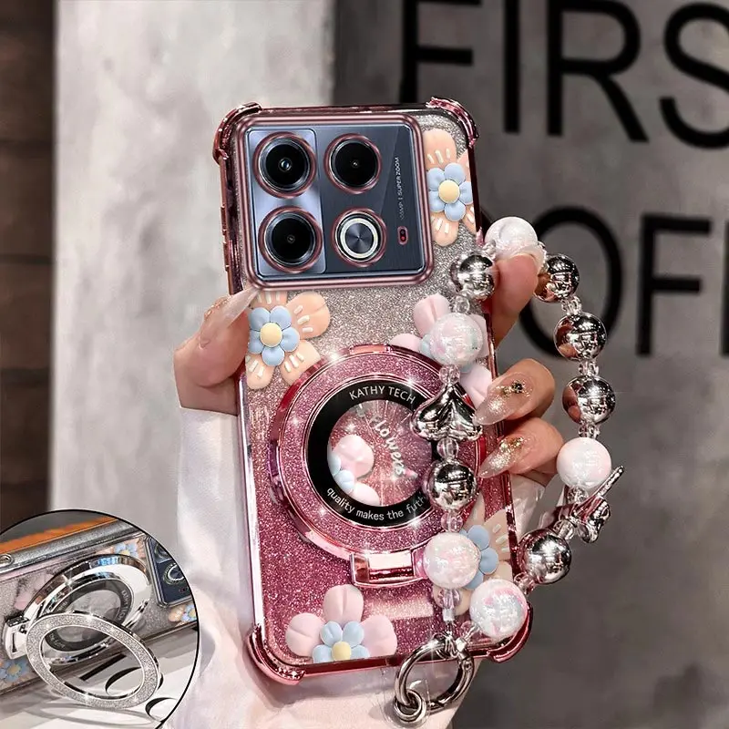 

Note 40, чехол-браслет с декоративным цветочным покрытием, чехол для телефона Infinix Note 50 30 50pro 40pro Spark G0 20Pro Smart 8 7 Cover