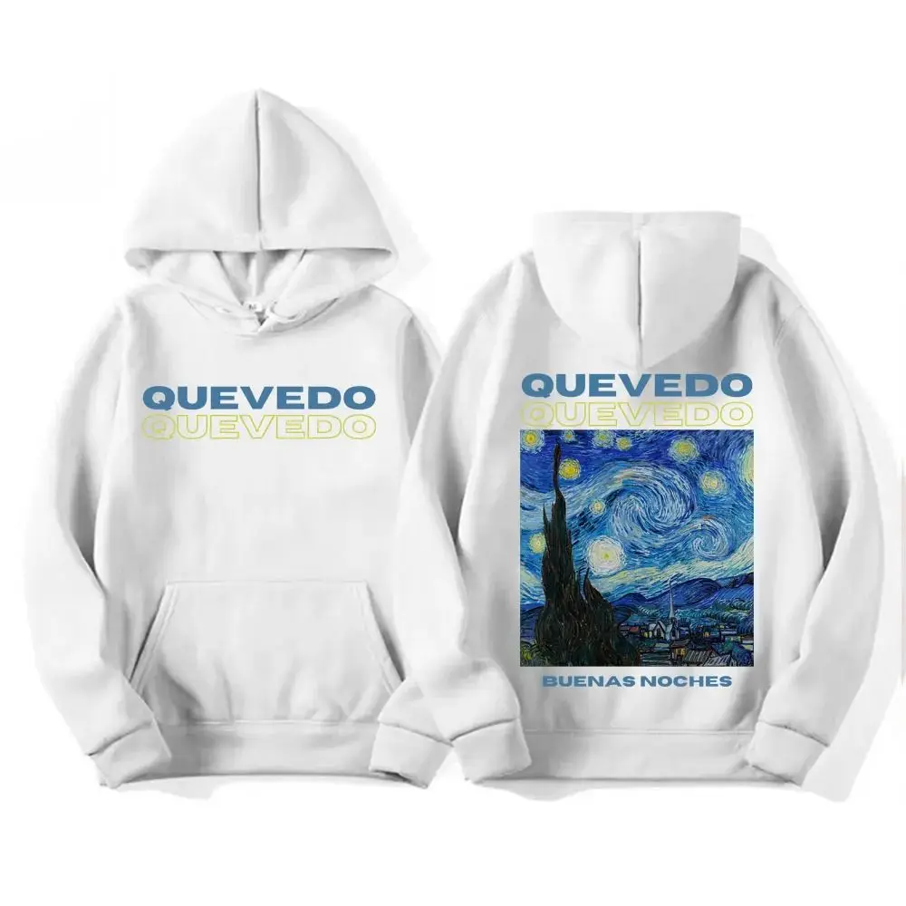 Y2k الهيب هوب هوديس Quevedo Buenas Noches ألبوم الجرافيك الطباعة هوديس المتضخم الترفيه الصوف بلوزات للجنسين #1