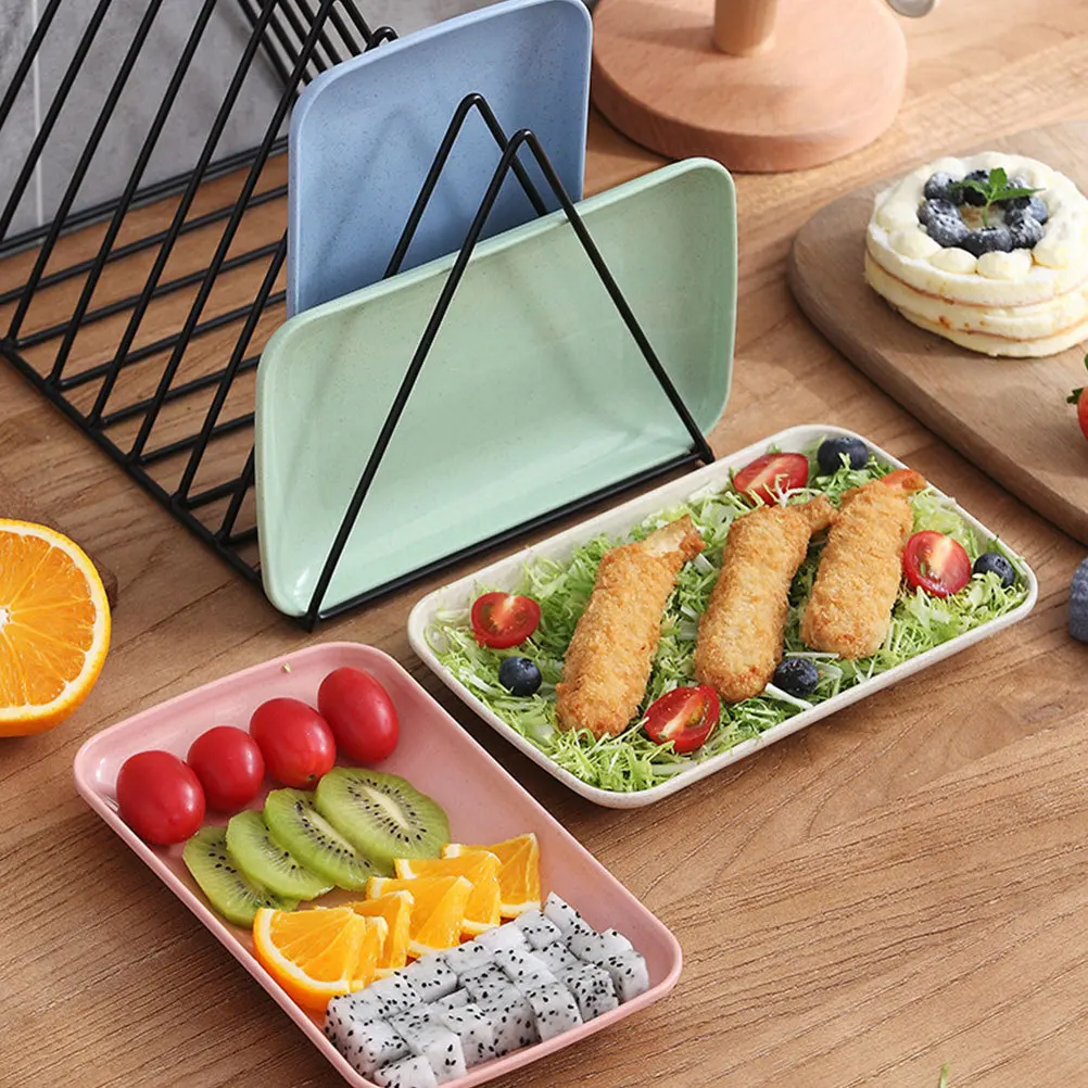 

4pcs Rectangular Salad Plates Dinner Dessert Serving Trays Grilled Food Plates Kitchen Tableware Multi-