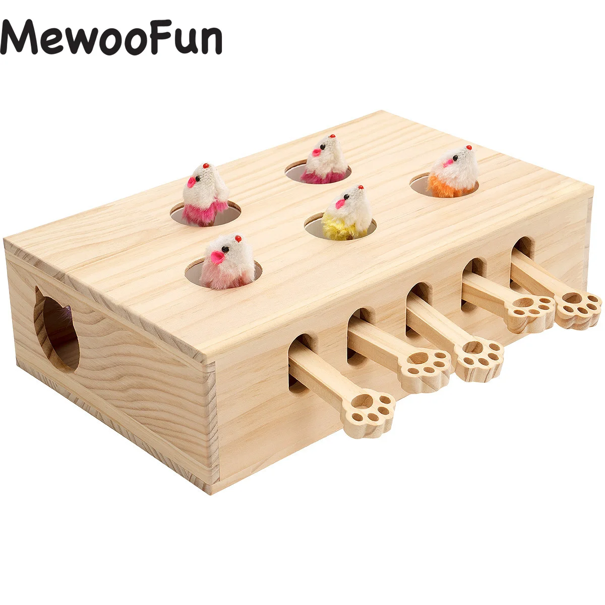 

MewooFun Cat Toys Interactive Whack-a-mole Solid Wood Toys for Indoor Cats Kitten Catch Mice Game US Stock Dropshipping WG320