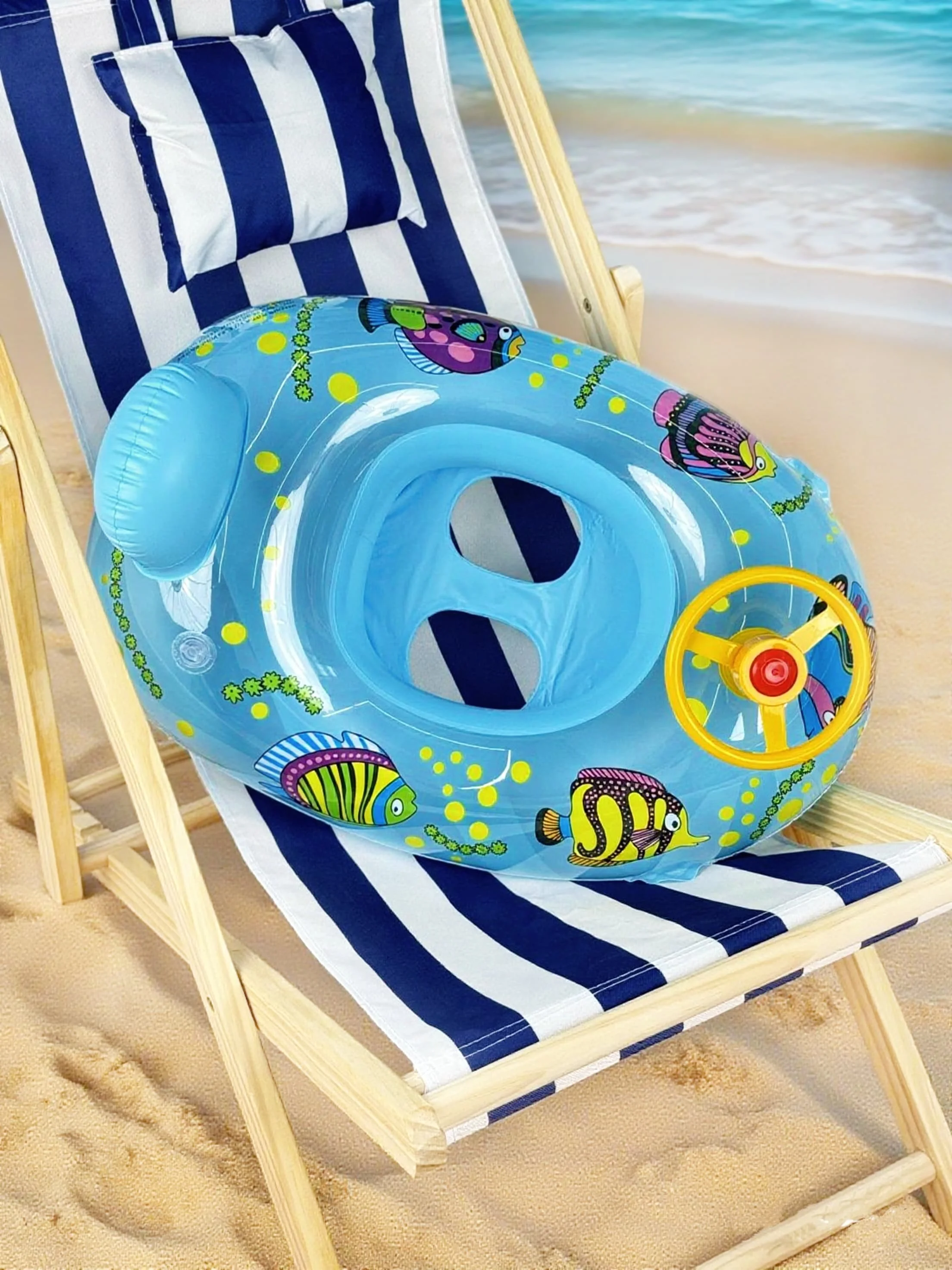 قطعة واحدة من حلقة مقعد حمام السباحة للأطفال القابلة للنفخ، آمنة - عوامة حمام سباحة PVC محسنة للأطفال الصغار #4