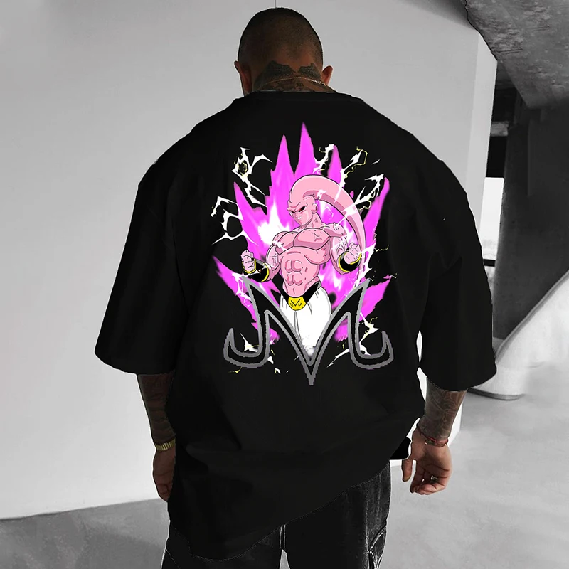 

DB Buu Dragon Ball Demon Buu Animation Футболка с короткими рукавами Мужская свободная футболка с принтом большого размера Хлопковый топ с короткими рукавами