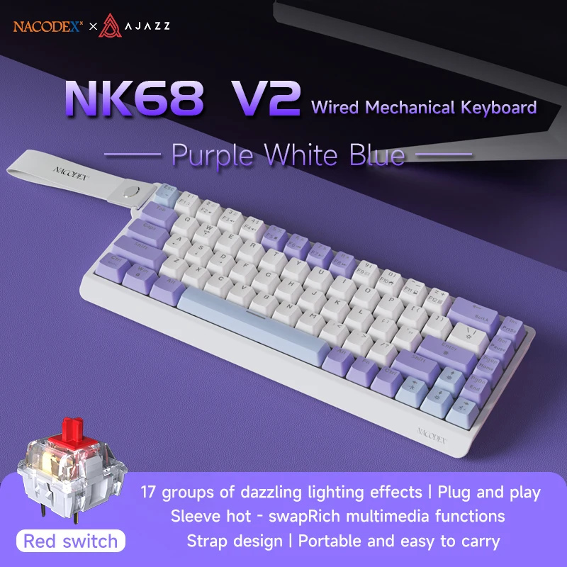 Ajazz Nacodex Nk68 Mechanical Keyboard 68 Keys Small Size Keyboard