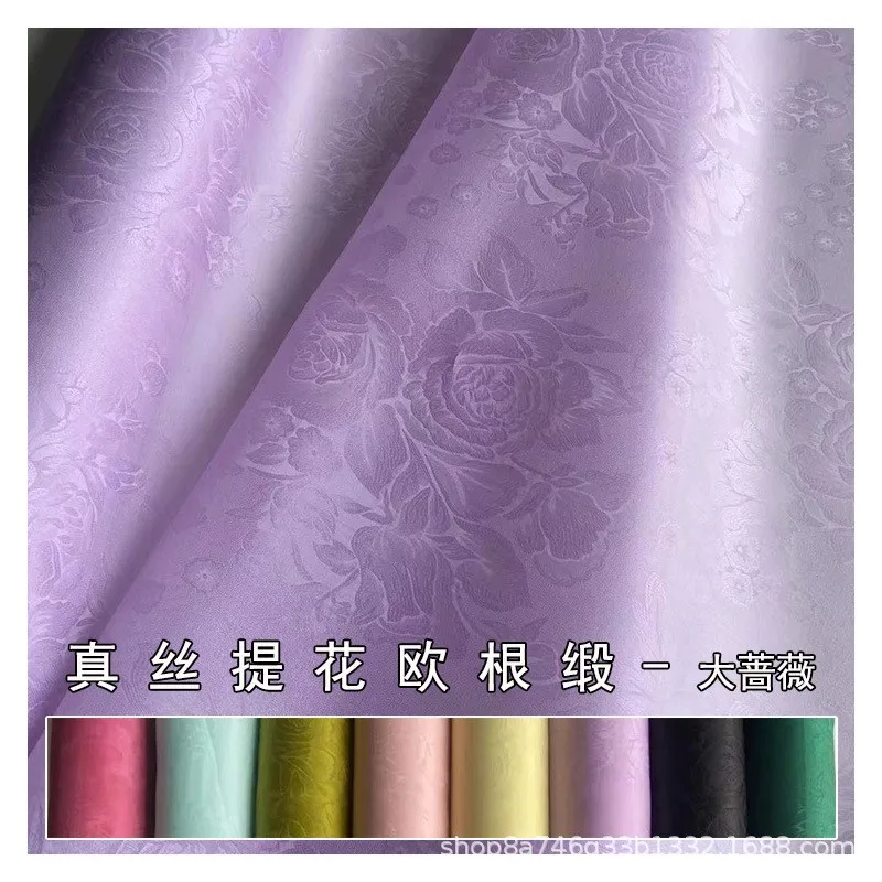 Wide-width jacquard silk satin fabric Eugene hard yarn