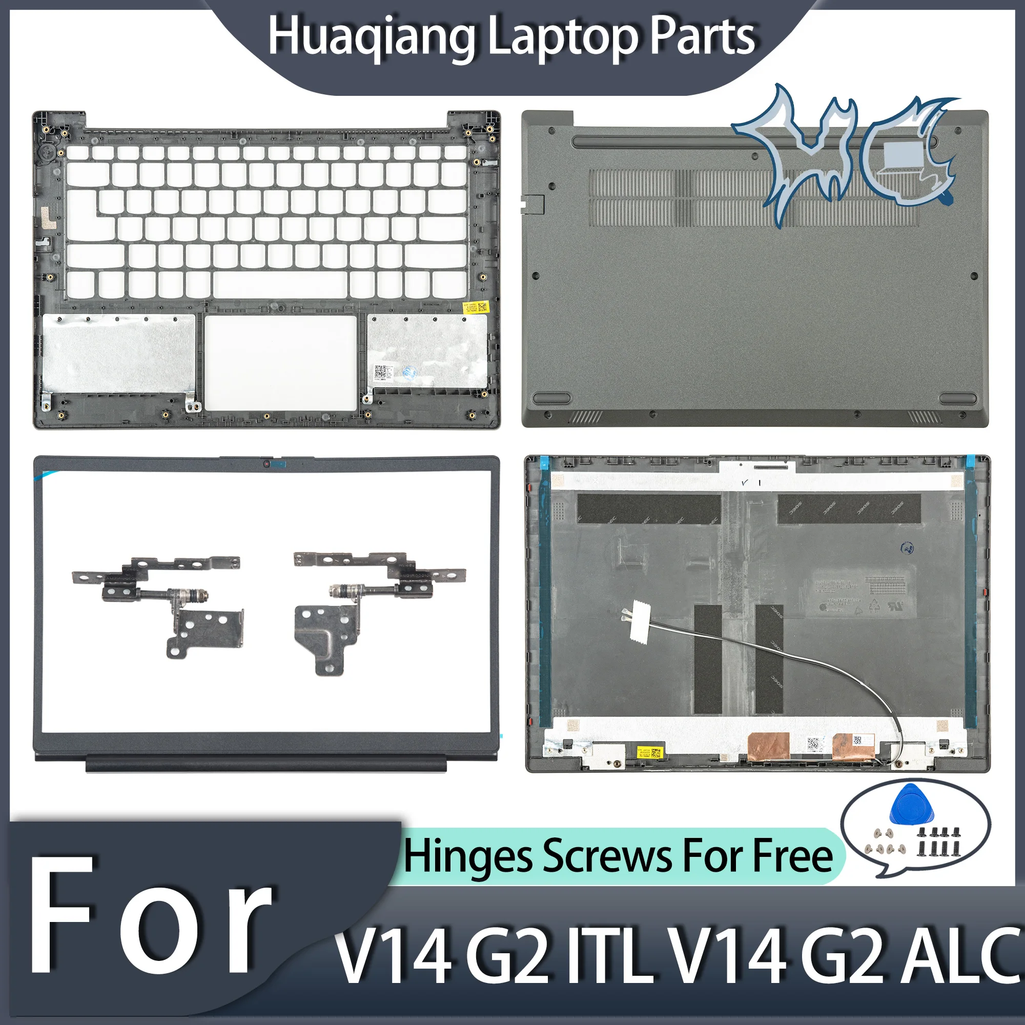 New Laptop Part For V14 G2 ITL ALC IJL LCD Back Cover Front Bezel Palmrest Bottom Case Notebook Parts Repair Replace Gray