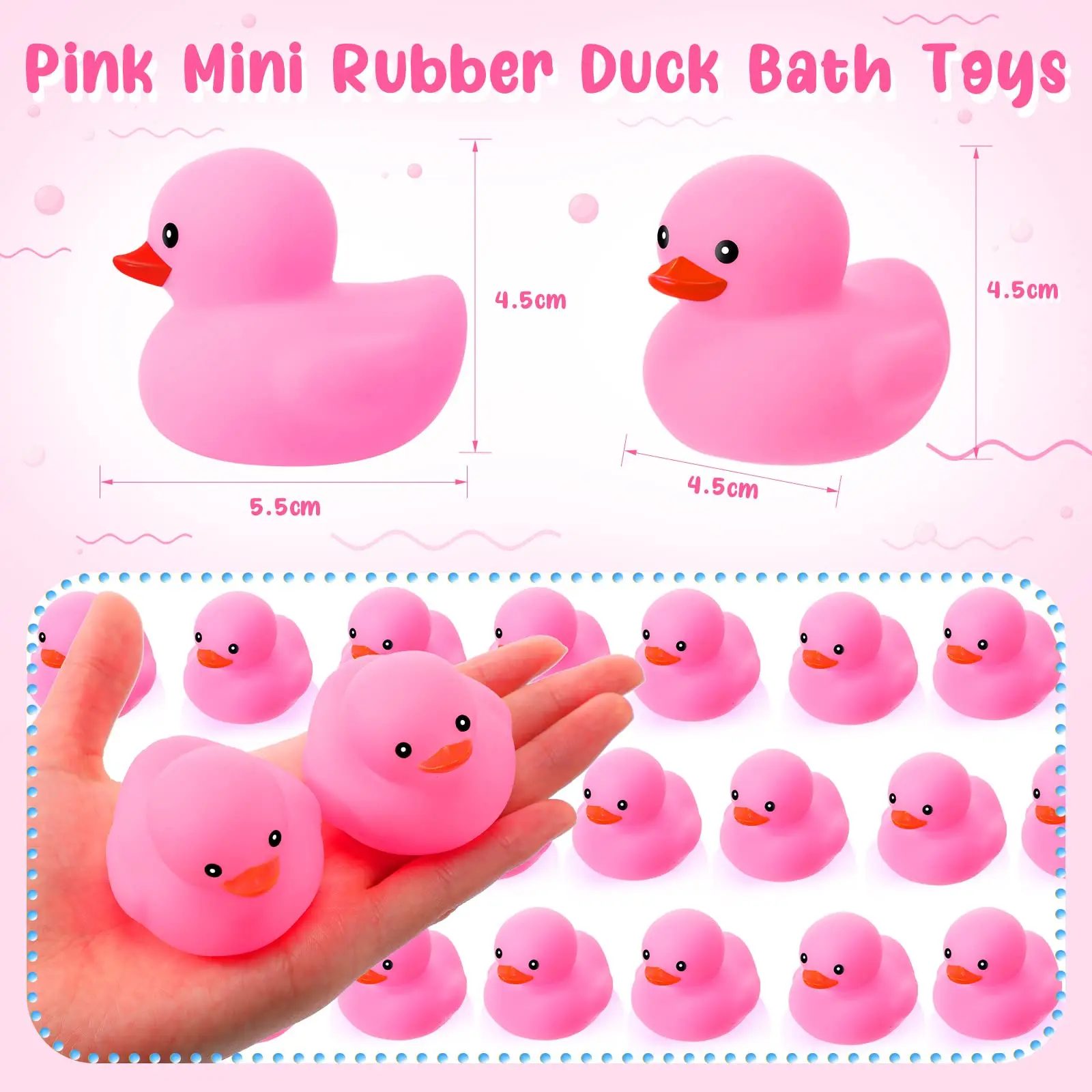 1-100 pcs Pink Rubber Ducks, Toys Squeaky Rubber Ducks Cute Float Duckies for  Birthday Party Favors Class Prizes Car Decor