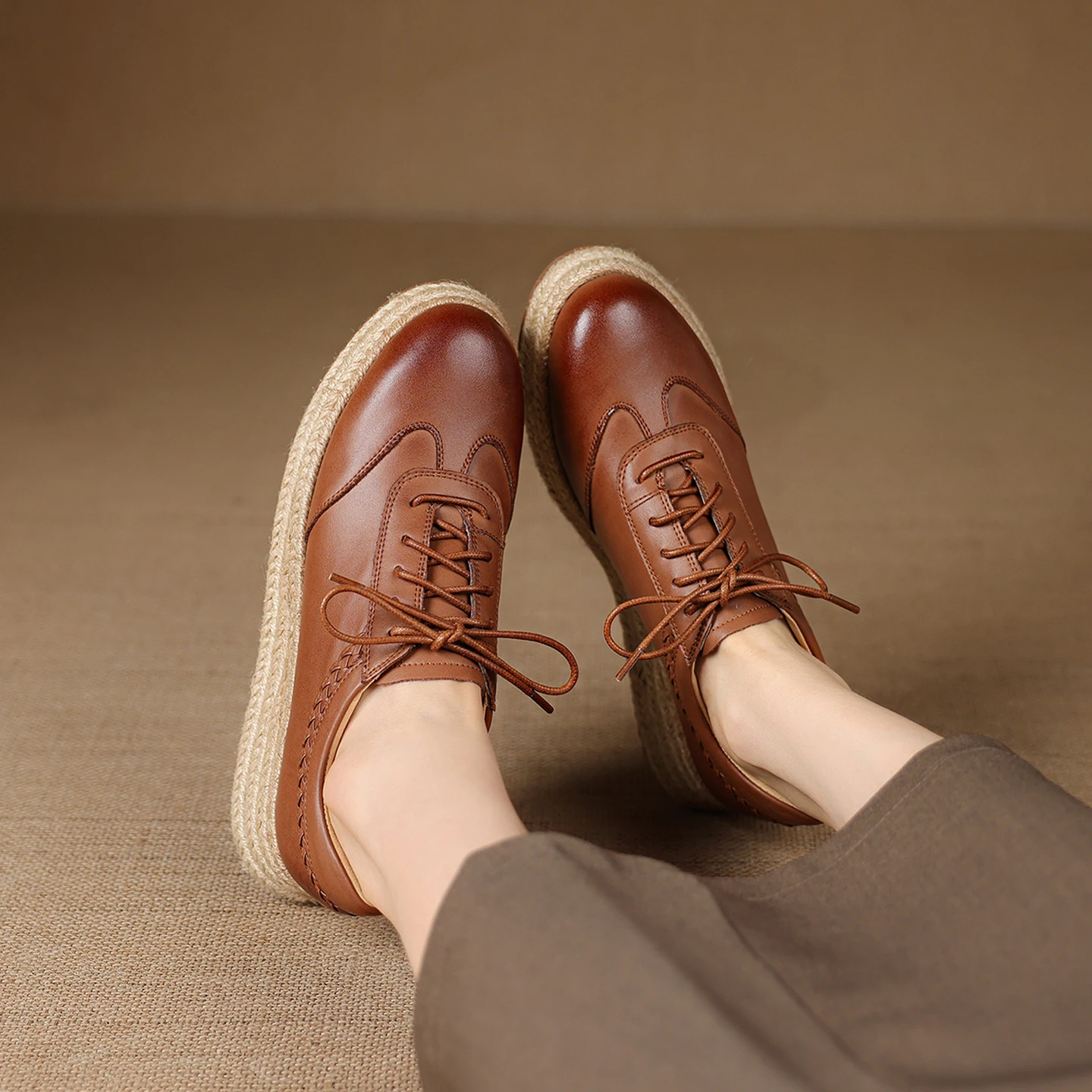 EAGSITY 암소 가죽 브라운 옥스포드 신발 스타일  - Wedge Espadrille Women 리뷰 및 가격