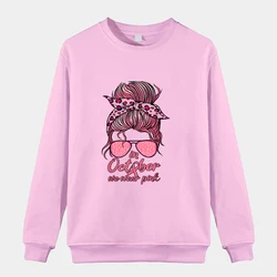 New Breast Cancer Sweatshirts Round Neck Long Sleeve Loose Autumn Winter Couple Sweatshirt Clothing Women Men Pullovers