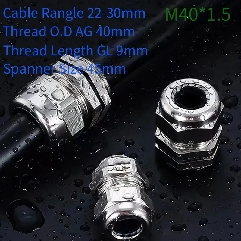 M40*1.5 Calble Range 22-30mm SS 304 Stainless steel waterproof joint Double Ferrule Cmpression Connector