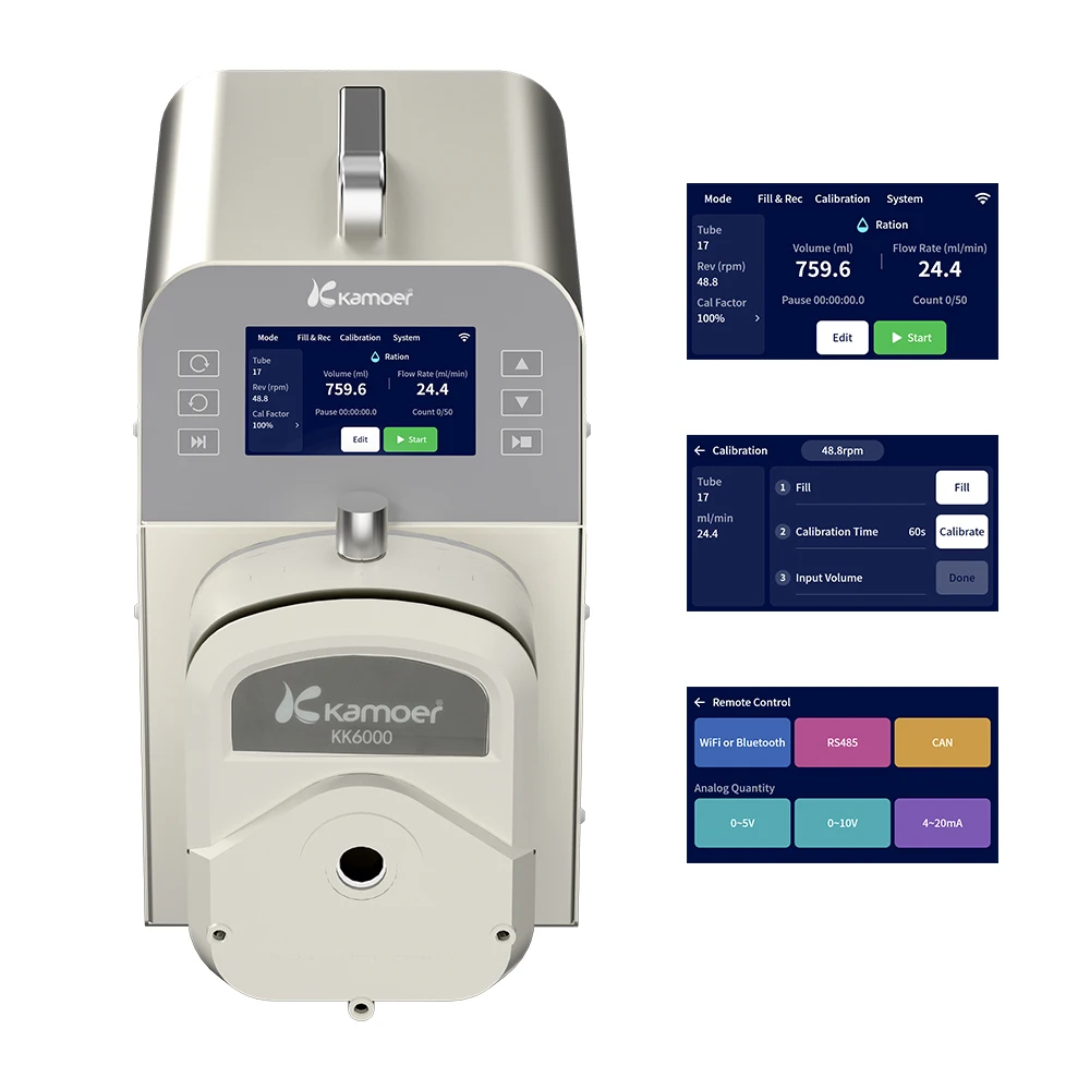 Kamoer 12L/min High Flow Peristaltic Pump M5 V3 AC100V-240V Adjustable Pump, App Control, Foot Switch, RS485, 600RPM for Lab