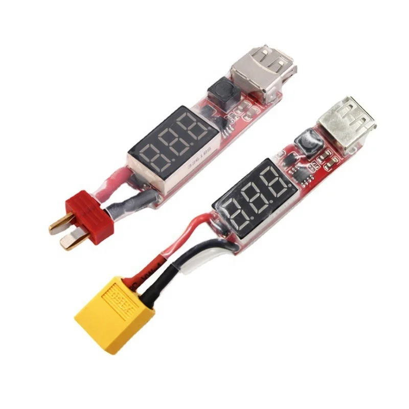 10PCS 2S-6S XT60 Deans T Plug Lipo Lithium Battery USB Charger Converter Adapter Board OCP For Electric Tool Displays Voltage
