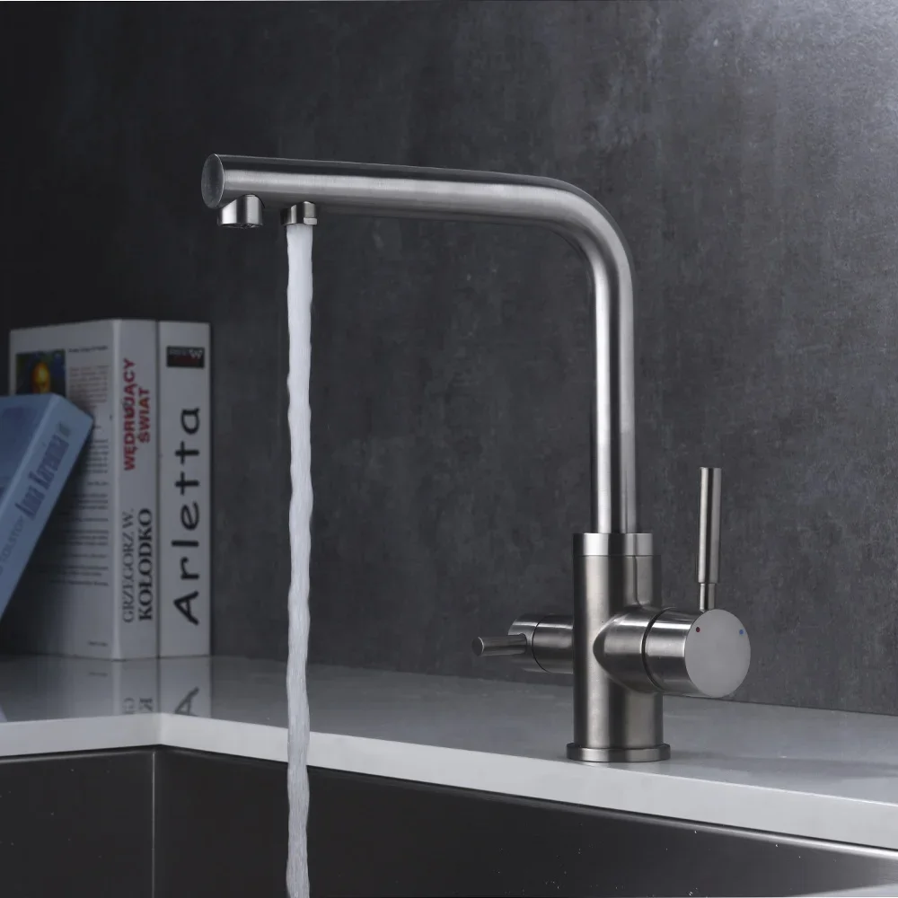 360 Rotating Swivel Kitchen 3 In 1 Drinking Water Tap 3 Way Filter Tap 3 Way Mixer Tap Chrome Plated Kitchen Sink Faucet