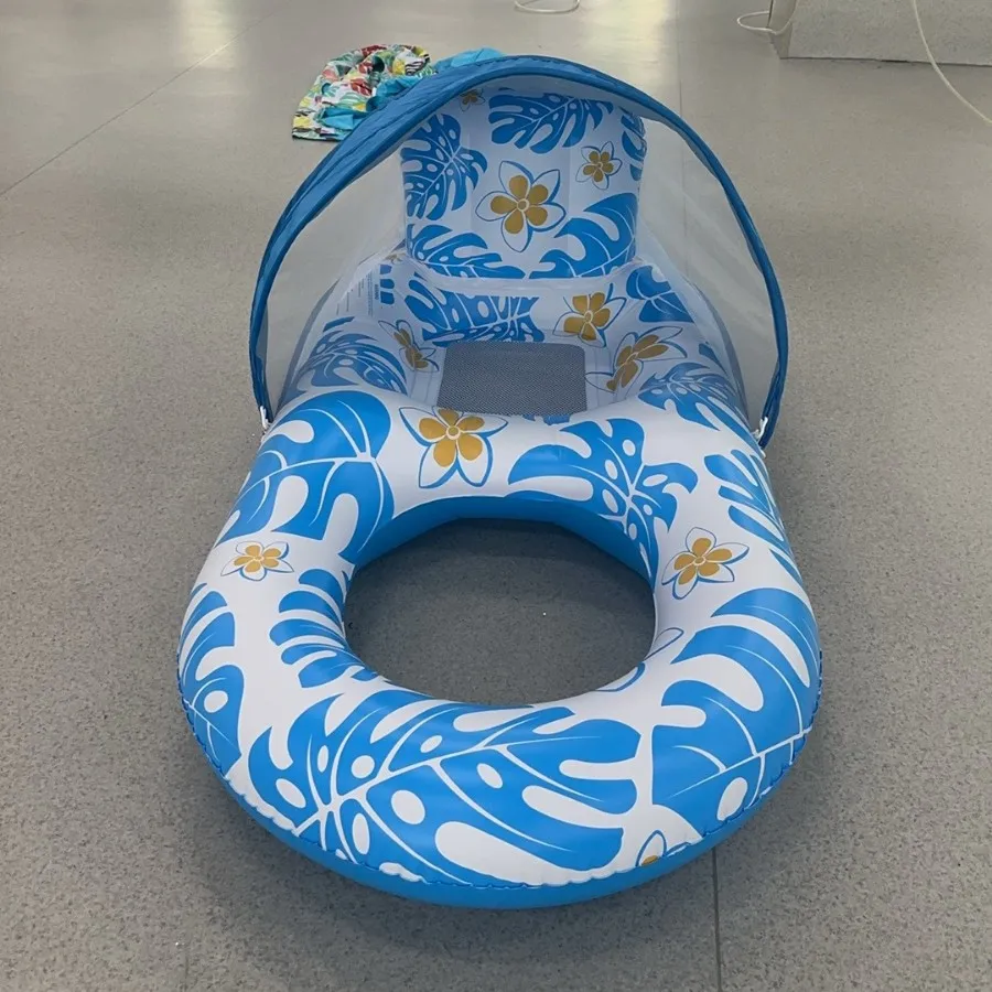 

Water Inflatable Sunshade Floating Bed Removable Mesh Lounge Chair with Beverage Cup Seat Hammock Pool Floating Adult