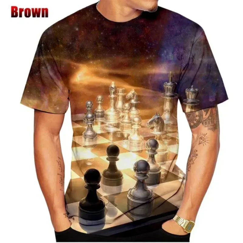 New Chess 3D Print T-shirt Fashion Men Clothing Personality Hip Hop Unisex Round Neck Short Sleeves Harajuku Oversized T Shirt