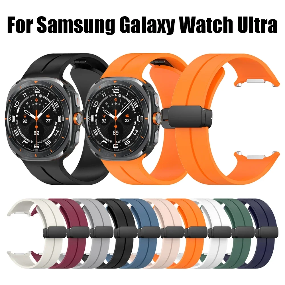 

Magnetic Folding Buckle Silicone Strap For Samsung Galaxy Watch Ultra 47mm Band For Watch Ultra Replacement Bracelet Watchband