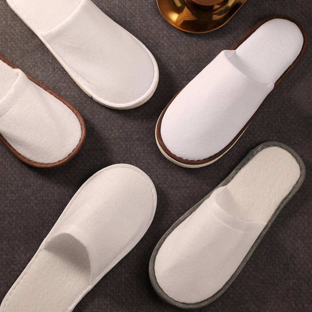 10Pcs Set Of Disposable Plush Slippers, Women's And Men's Spa Slippers, Home Hotel  And Travel Non Slip Slippers