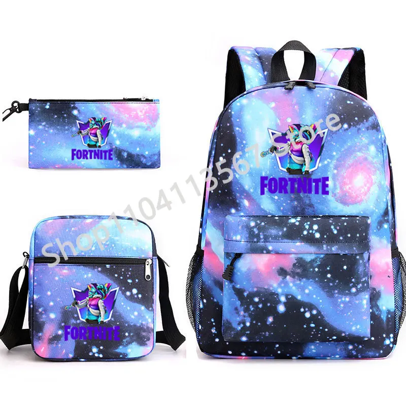 3 unids/set FORTNITE juego mochila conjunto Multicolor bolsa escolar para adolescentes estudiantes niños mochila estuche de bolígrafo Bolsa Escolar