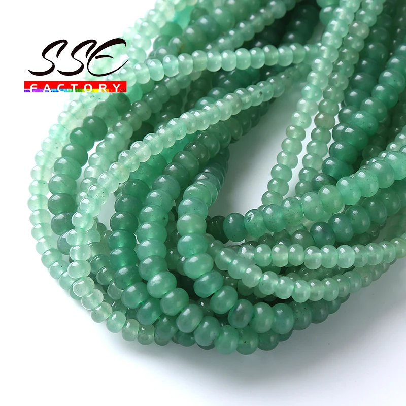 Natural Green Aventurine Round Loose Flat Polish Spacers Stone Beads For Jewelry Making DIY Bracelets Energy Healing Beads 15