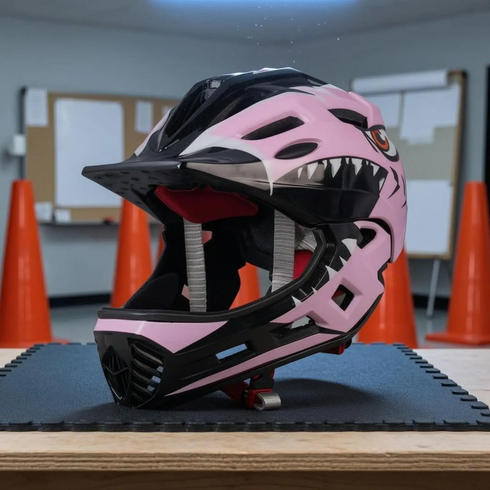 Youth Cycling Headgear Full Face Kids Bike Helmet with Ventilation Holes Chin Strap Impact Resistant PC EPS Outdoor Gear