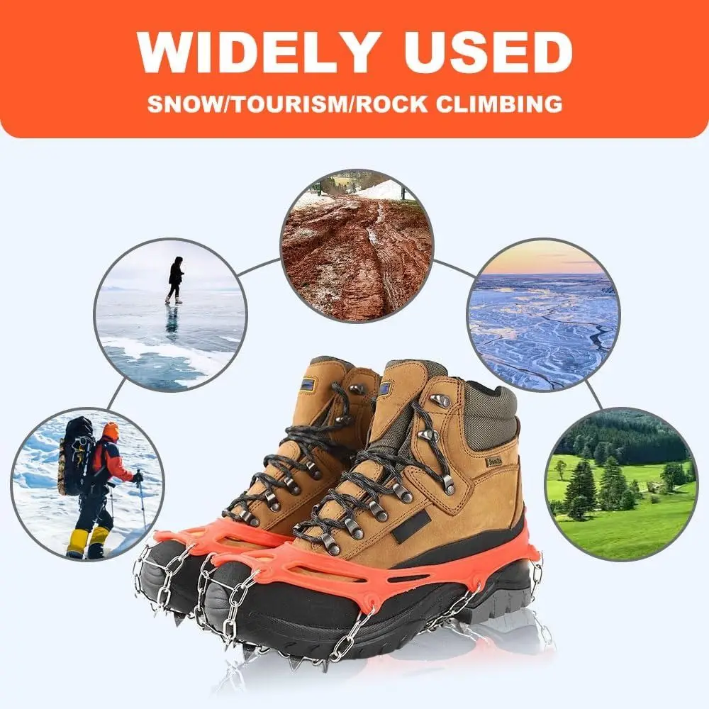 New 8/10 Teeth Ice Shoes Spike Non-slip Lightweight Ice Grippers Grip Boots Chain for Climbing Mountaineering Crampons