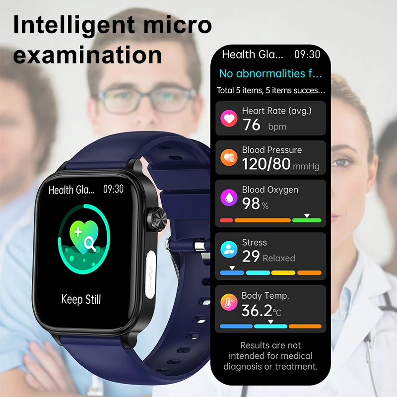 Reloj inteligente de grado médico para hombre, pulsera de mano no invasiva para examen físico, glucosa en sangre, lípidos, llamadas por Bluetooth,